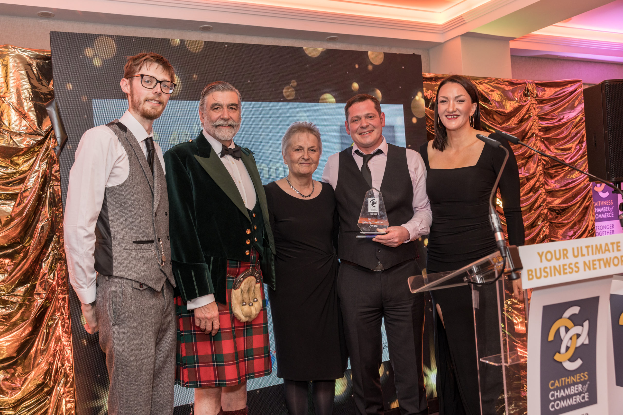 Young Business 2022 Award Winners Puldagon Farm Shop with Lord Thurso