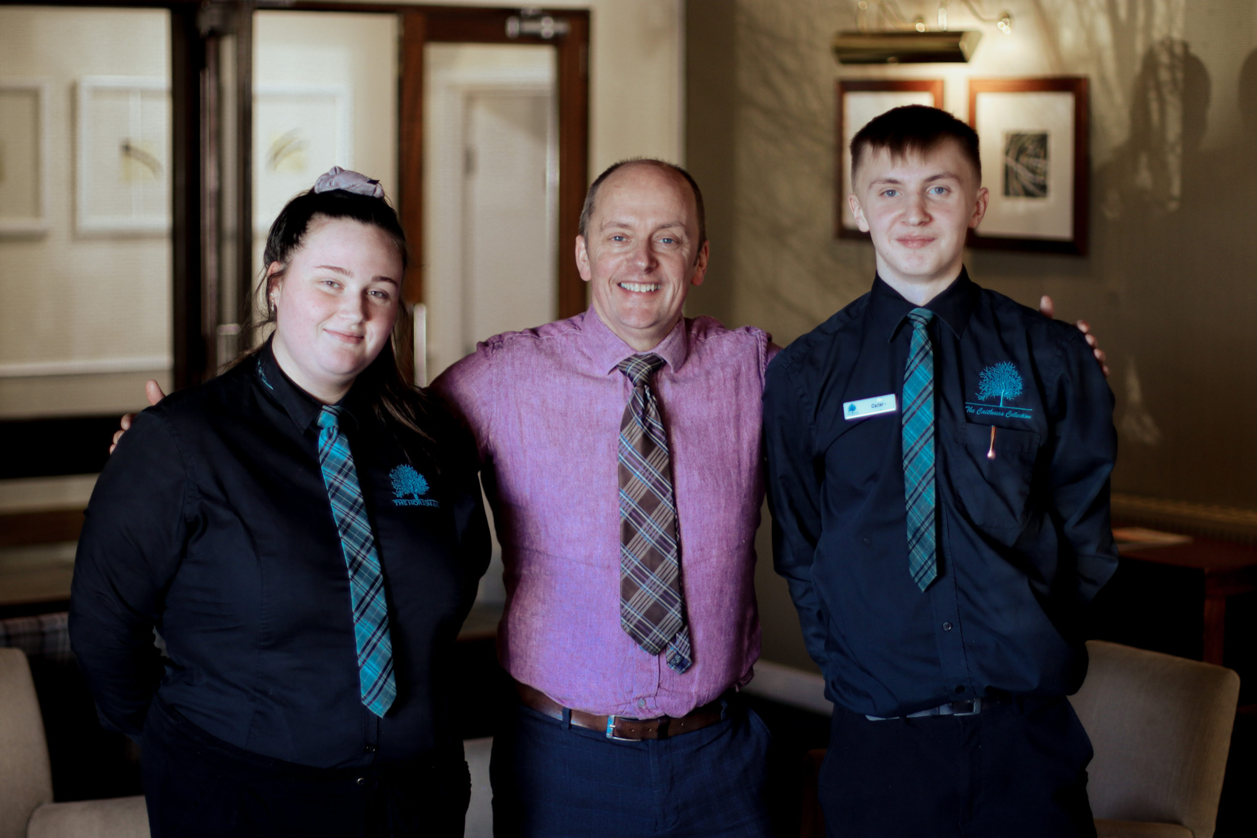 The Caithness Collection's Andrew Mackay, with Hospitality Supervision and Leadership Shannon Ross and Carter Mackay.