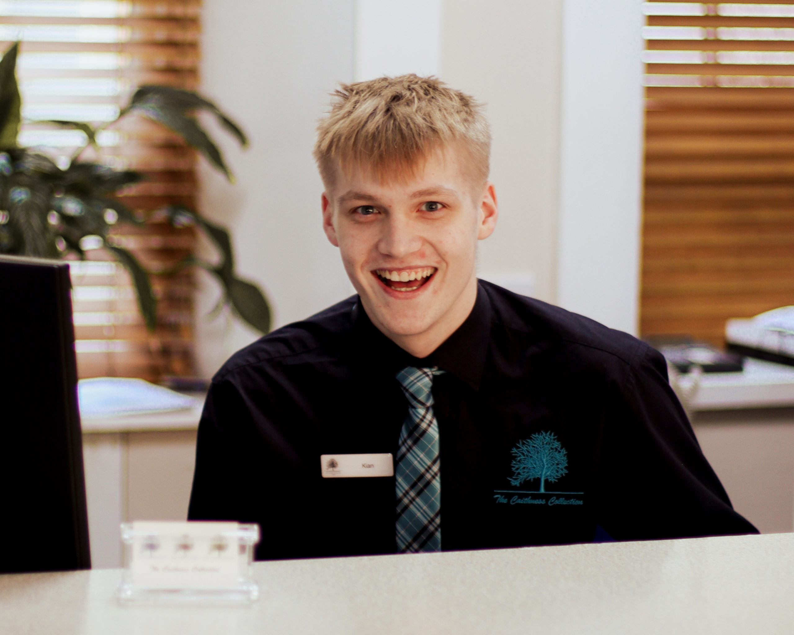 Kian Mackay, Hospitality Supervision and Leadership Apprentice, The Caithness Collection. Images by Niamh Ross Photography.